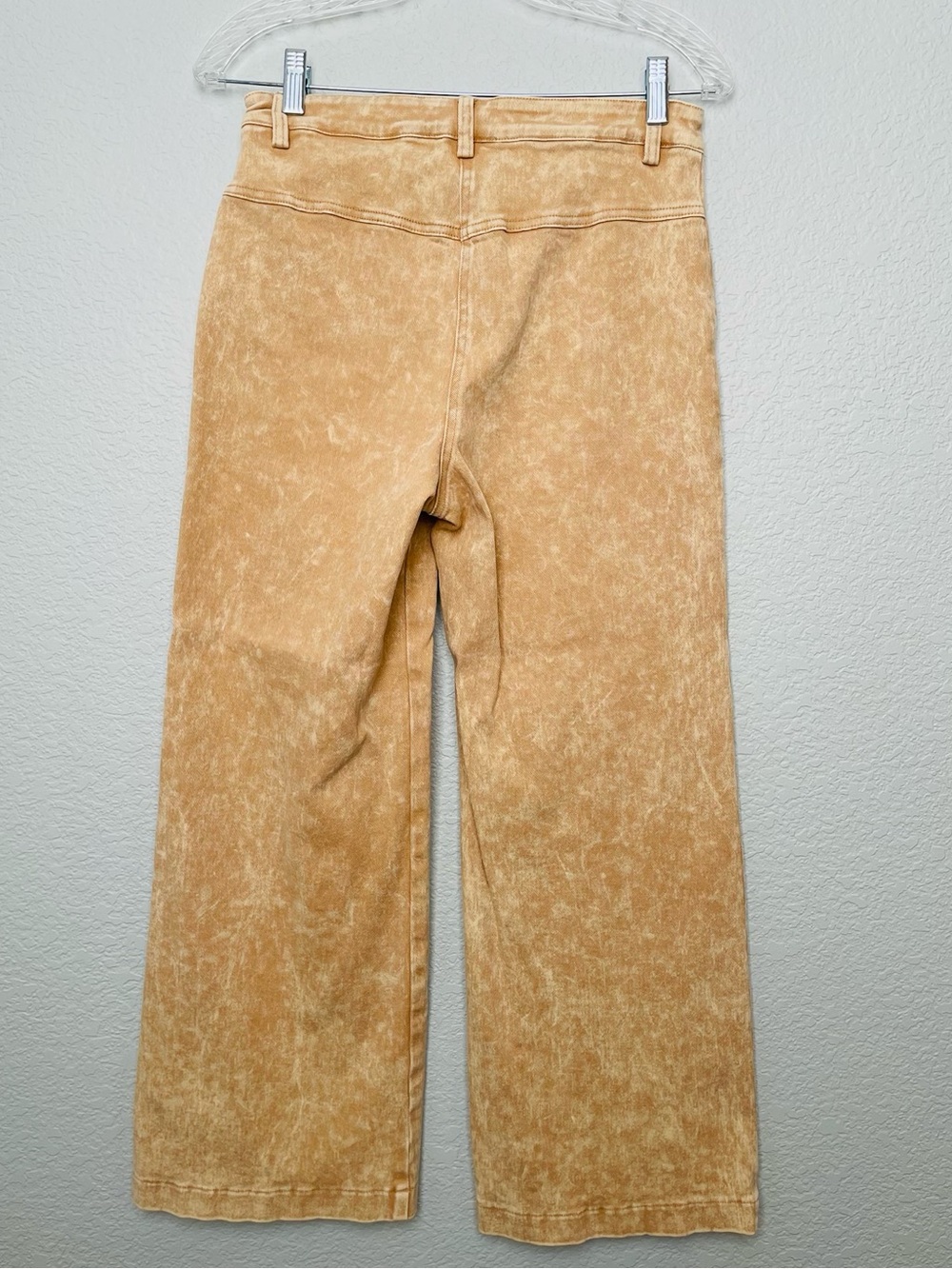 Mystree Tan Acid Wash Stretchy Cropped Wide Leg Pants | Medium - Picture 6 of 6
